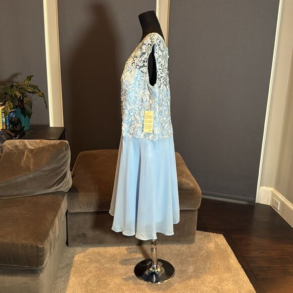 Women’s Pale Blue Chiffon & Lace Dress Matching Jacket Size XXL (20/22) - Picture 7 of 16